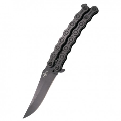 Nóż motylkowy Third Decor Habitat Balisong Chain Black Stainless Steel, Black 420